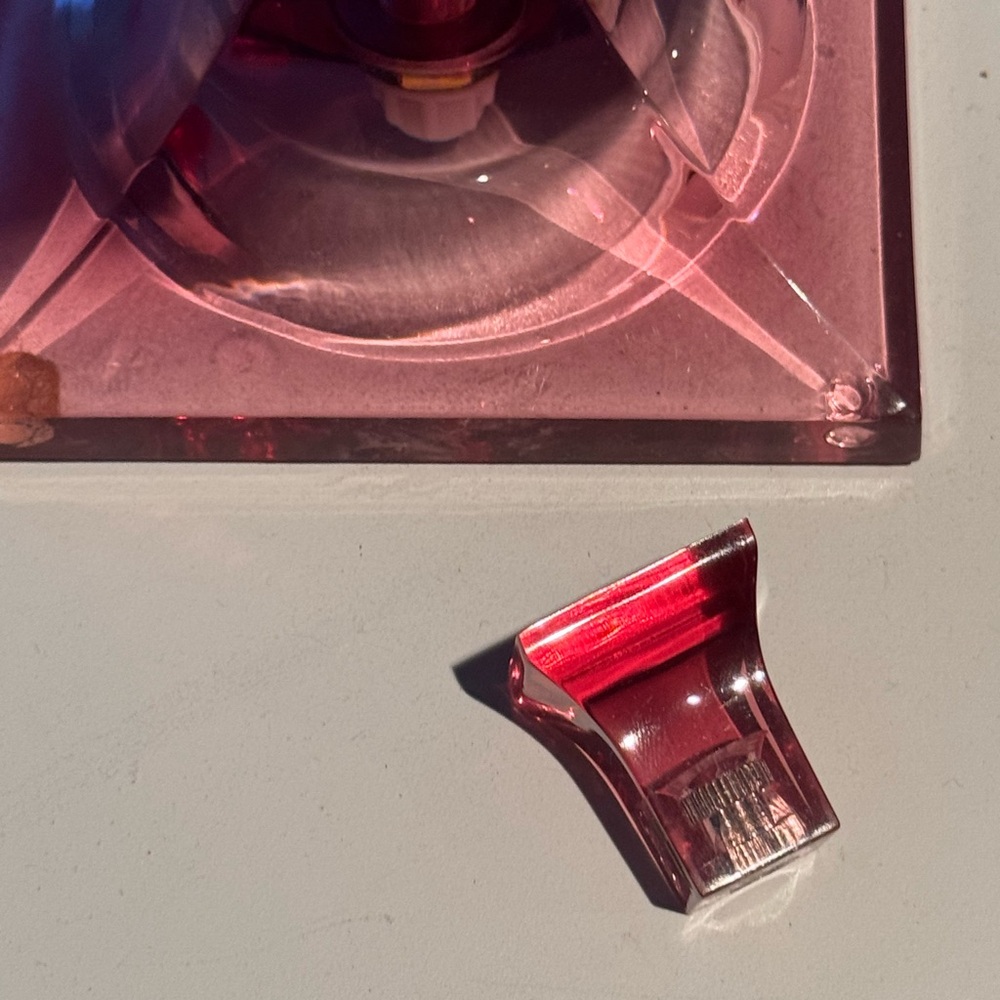 Pink Lucite Acrylic Lamp with Custom Lamp Shade 3D Raised Art Design Blue Pink - Picture 5 of 6